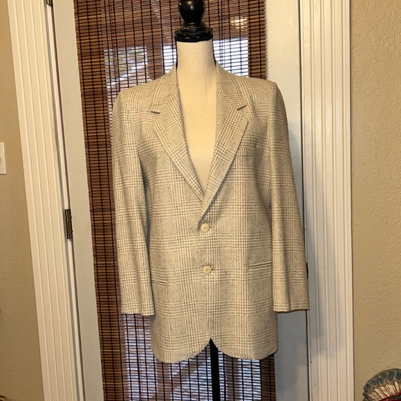 Christian Dior Jeune Homme Sportif Wool Blend Suit Coat Unisex Gray/Tan Plaid